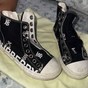 Burberry Kids Black and White Logo Sneakers